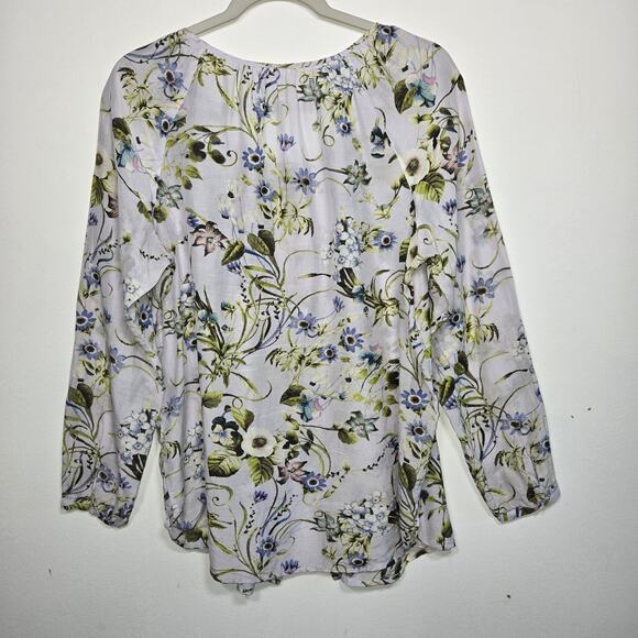 J. Jill Long Sleeve Floral Button Down Silk Blend Top. Size Medium. - Picture 2 of 7